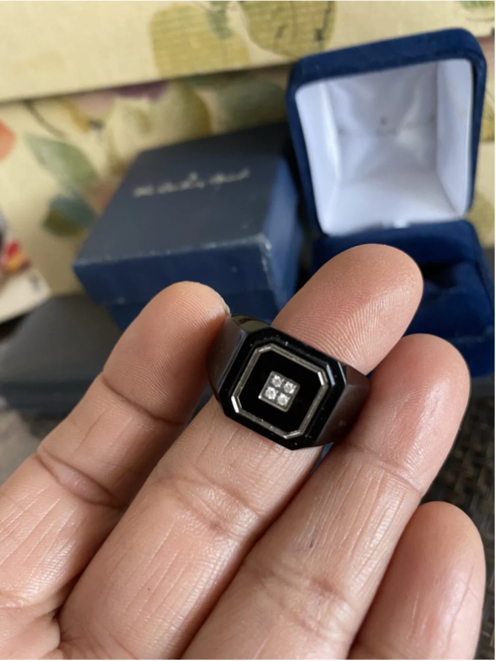 The Danbury Mint Black Ice Diamond Stainless Steel Personalized Men's Ring